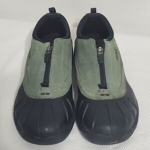 Ryka Laurel Zip Front Green Suede Rubber Water Resistant Shoes Women 8.5